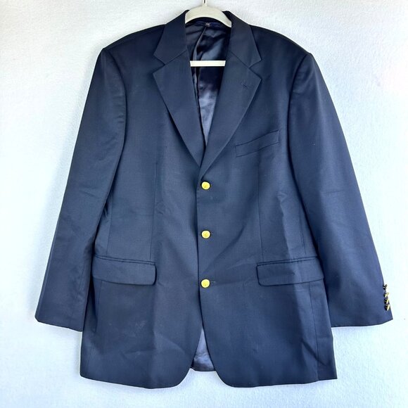 Brooks Brothers Other - Brooks Brothers 346 Mens 43L Navy Blue Blazer Gold 3-Button Wool Sports Academia